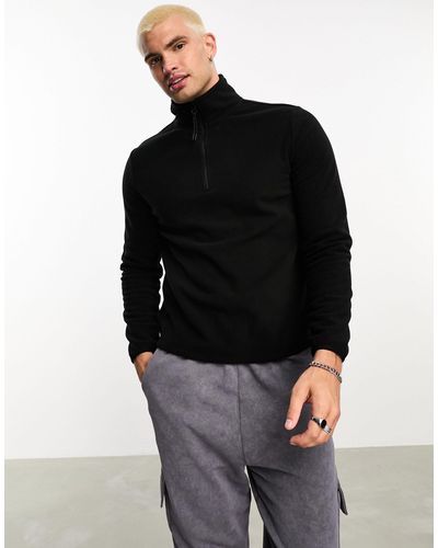 ASOS Half Zip Polar Fleece Sweatshirt - Black