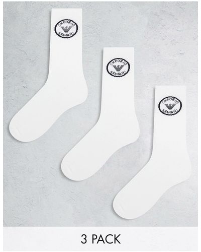 Emporio Armani Bodywear - confezione da 3 paia di calzini sportivi bianchi con logo - Bianco