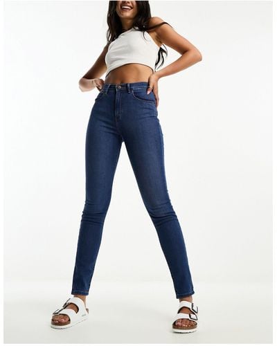 Wrangler Skinny Jeans Van Euphoria Denim Met Hoge Taille - Blauw