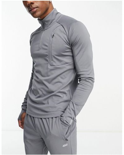 ASOS 4505 Icon Muscle Fit Training Sweatshirt With 1/4 Zip-grey - Gray