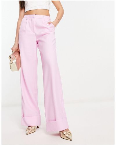 NA-KD Co-ord Wide Leg Suit Trouser - Pink