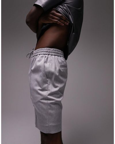 TOPMAN Slim Pintuck Shorts - Grey
