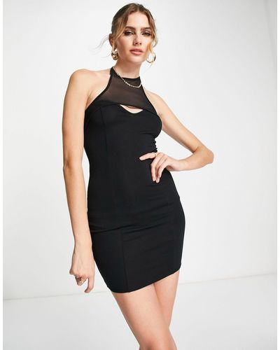 ASOS High Neck Cut Out Mini Dress - Black