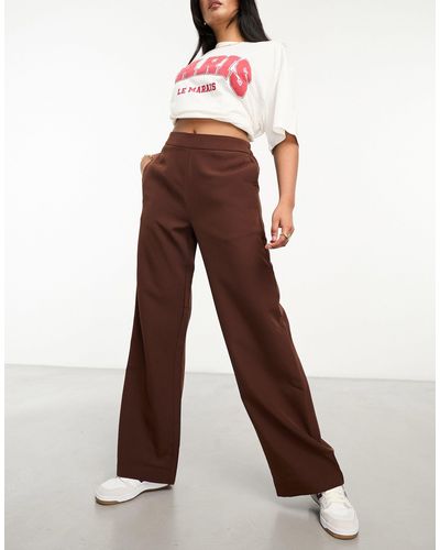 Pieces Wide Leg Trousers - Brown