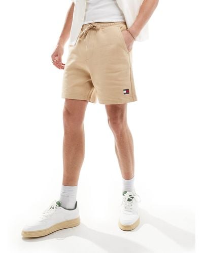 Tommy Hilfiger Badge Logo Jersey Shorts - Natural