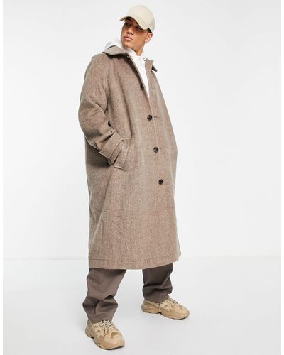 ASOS Oversized Wool Look Overcoat - Natural