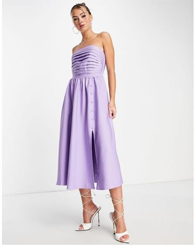 Little Mistress Bandeau Flare Dress - Purple