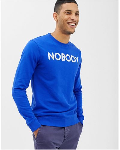 Only & Sons Crew Neck Sweat With Nobody Logo - Blue