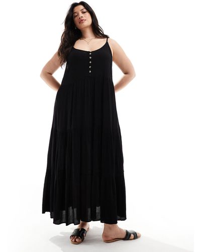 Yours Tiered Cami Maxi Dress - Black