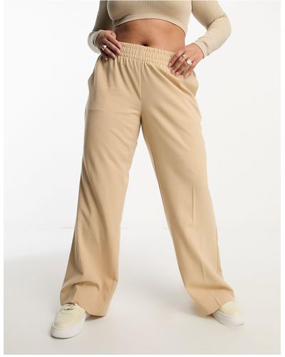 Vero Moda Stand alone - pantaloni a fondo ampio color crema arricciati - Neutro