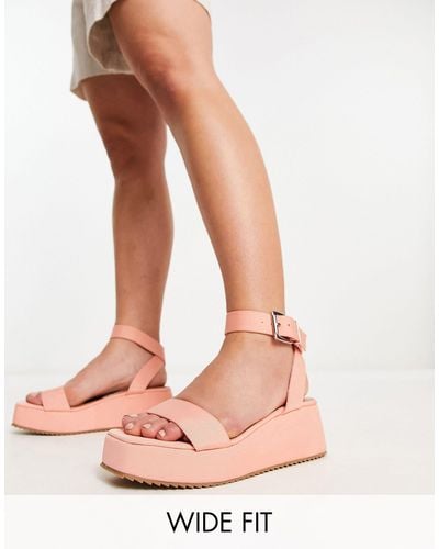 ASOS Wide Fit Tati Flatform Sandals - Pink