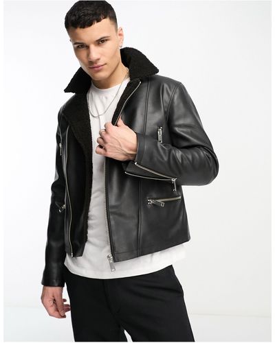 Bolongaro Trevor Bikerjack Van Imitatieleer Met Shearling - Grijs