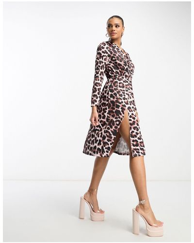 Rebellious Fashion Wrap Front Midi Dress - Multicolour