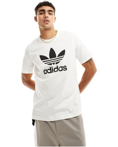 adidas Originals Camiseta blanca con logo grande - Gris