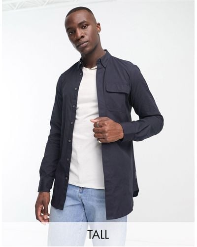 French Connection Tall Long Sleeve Overshirt - Blue