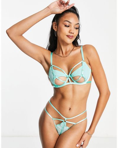 Wolf & Whistle X megan - soutien-gorge transparent à lanières et bonnets semi-ous - menthe - Vert