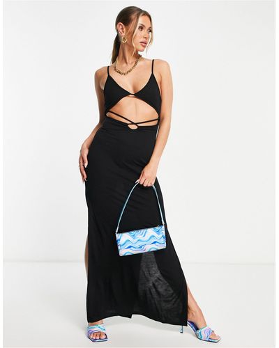 ASOS Strappy Detail Jersey Beach Maxi Dress - Black