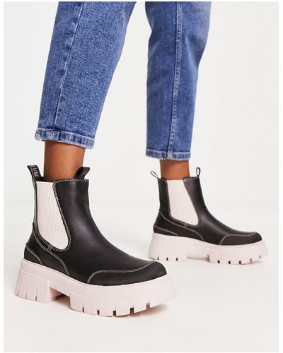 River Island Scoop Elastic Boot With Contrast Sole - Blue