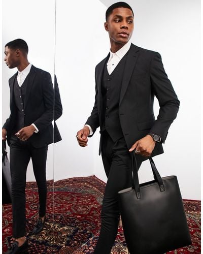Noak 'camden' Skinny Premium Fabric Suit Jacket - Black