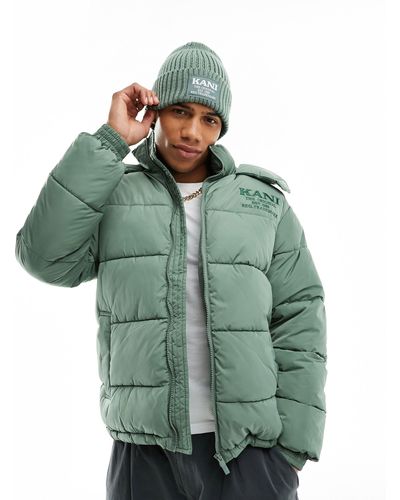 Karlkani Retro Hooded Puffer Jacket - Green