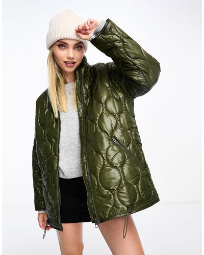 Monki Giacca oversize trapuntata a rombi oliva scuro - Verde