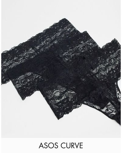 ASOS Asos Design Curve 3-pack Deep Lace Lingerie Thong - Black