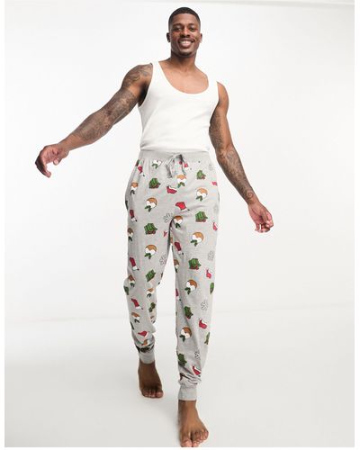 Brave Soul Christmas Lounge Trousers - White