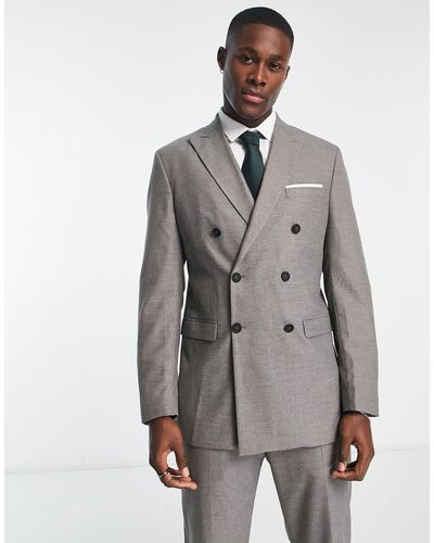 SELECTED Double Breasted Suit Jacket - Grey