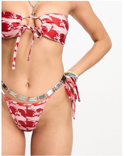 Collusion Slip bikini con laccetti laterali e stampa - Rosa