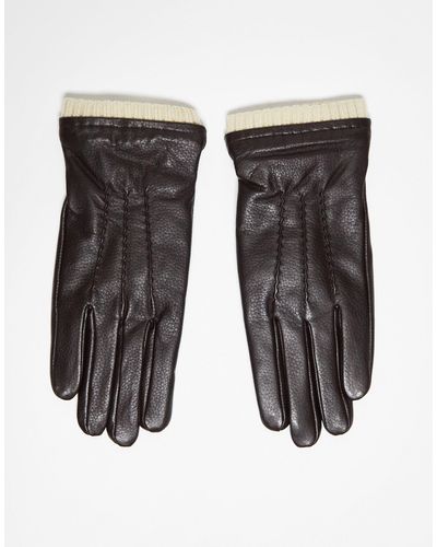 Barneys Originals Real Leather Gloves - Black