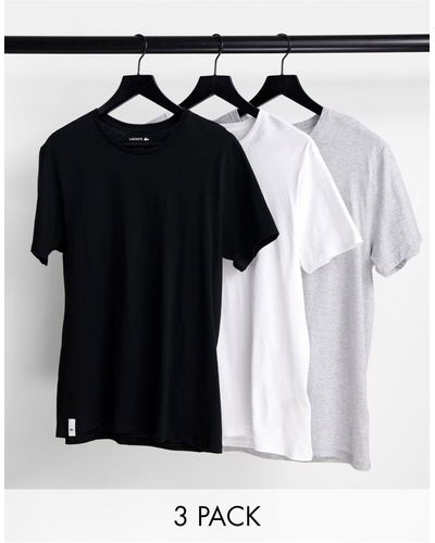 Lacoste – 3er-pack loungewear-t-shirts - Schwarz
