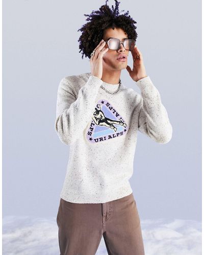 ASOS Knitted Speckled Yarn Jumper With Ski Applique - Multicolour