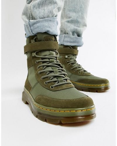 Dr. Martens Combs Tech Tie Boots In Khaki - Green