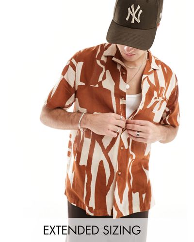 ASOS – locker geschnittenes hemd mit abstraktem muster - Braun