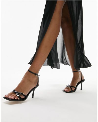 TOPSHOP Frankie Strappy Heeled Sandal With Buckle Detail - Black