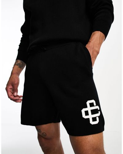 The Couture Club – shorts aus em strickmaterial mit emblem-logoprint, kombiteil - Schwarz