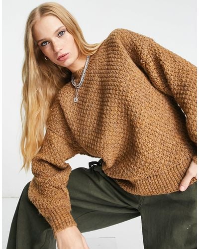 ONLY Chunky Textured Knit Sweater - Brown