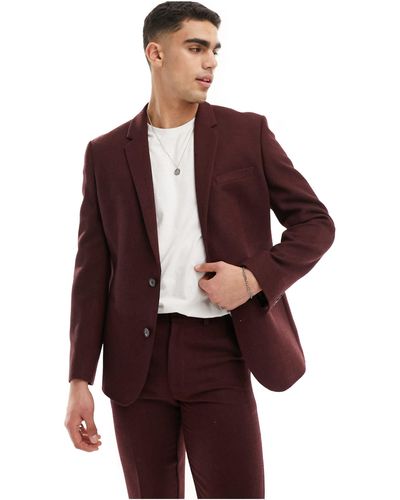 ASOS Slim Fit Wool Mix Suit Jacket - Purple