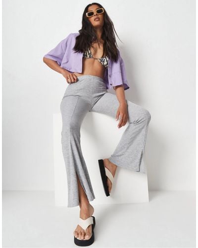 Missguided Split Front Flare Trouser - Grey