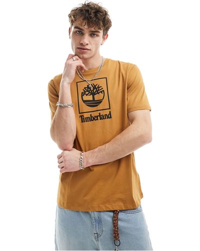 Timberland Stack - t-shirt color grano con logo - Metallizzato