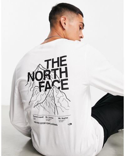 The North Face Mountain Outline - T-shirt Met Lange Mouwen En Print Op - Wit
