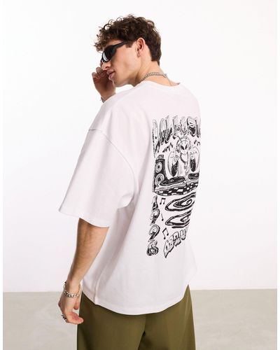 Collusion T-shirt graphique coupe skateur à imprimé alien - Blanc
