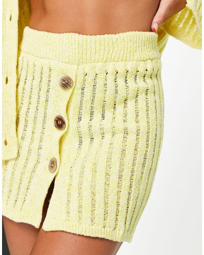 River Island Mini-jupe d'ensemble en maille crochetée échelle - Jaune