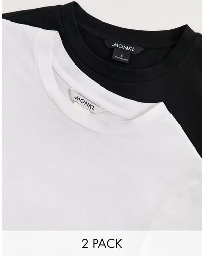 Monki Confezione da 2 t-shirt nera e bianca - Bianco