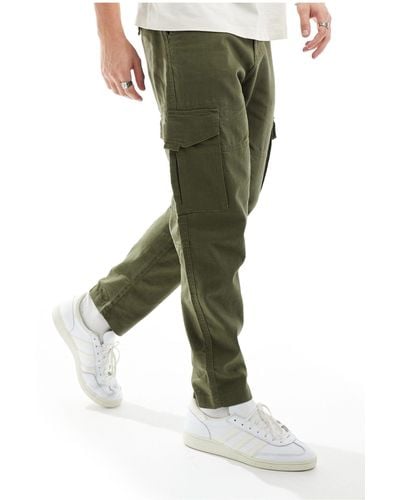 Only & Sons Linen Mix Tapered Cargo Trouser - Green