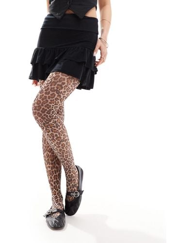 ASOS Leopard Print Tights - Black