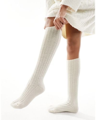 ASOS Knee High Wool Mix Slouch Boot Socks - White