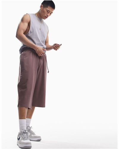 ASOS – länger geschnittene oversize-shorts aus jersey - Weiß