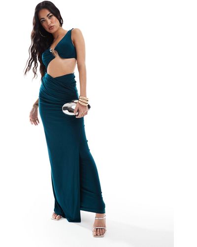 ASOS Sleeveless Twist Maxi Dress With Trim Detail - Blue