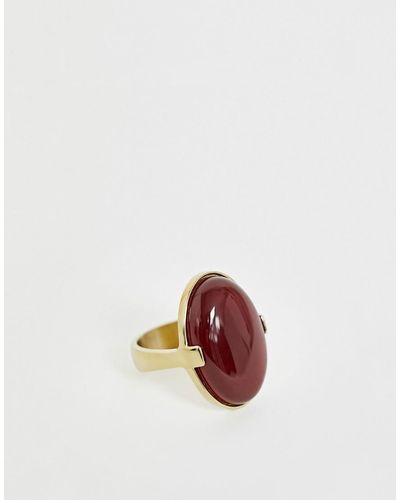 Dyrberg/Kern Gold Ring With Matte Red Stone